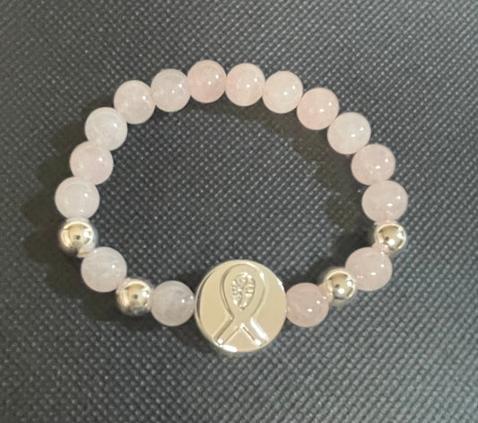 Madagascar Rose Quartz Breast Cancer Bracelet