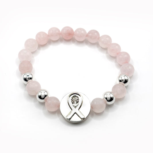 Madagascar Rose Quartz Breast Cancer Bracelet