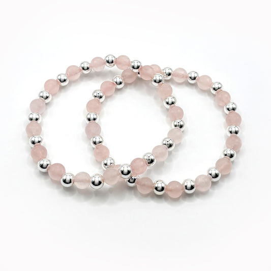 Madagascar Rose Quartz Stacker Bracelets