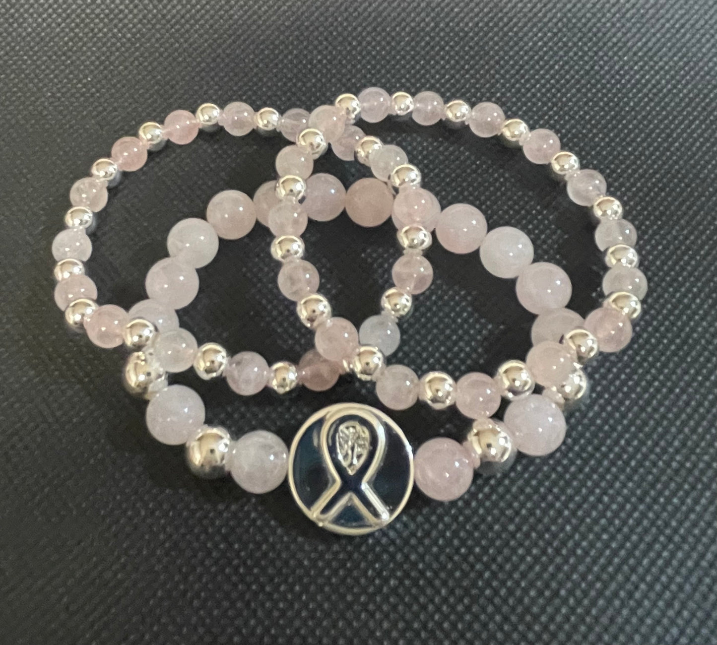 Madagascar Rose Quartz Breast Cancer Bracelet