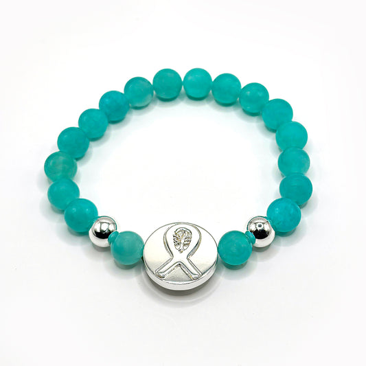 Teal Chalcedony Ovarian Cancer Bracelet