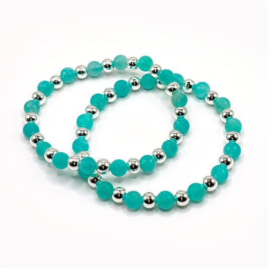 Teal Chalcedony Stacker Bracelets